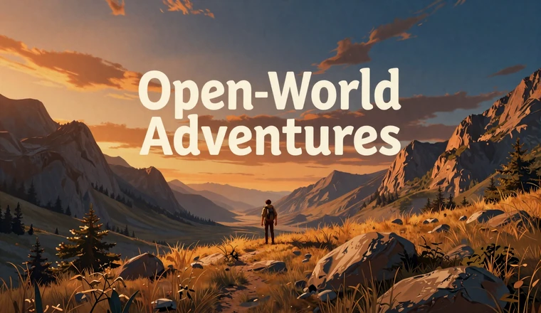 Snackable Adventures collection - vast mountain landscape with explorer at golden hour